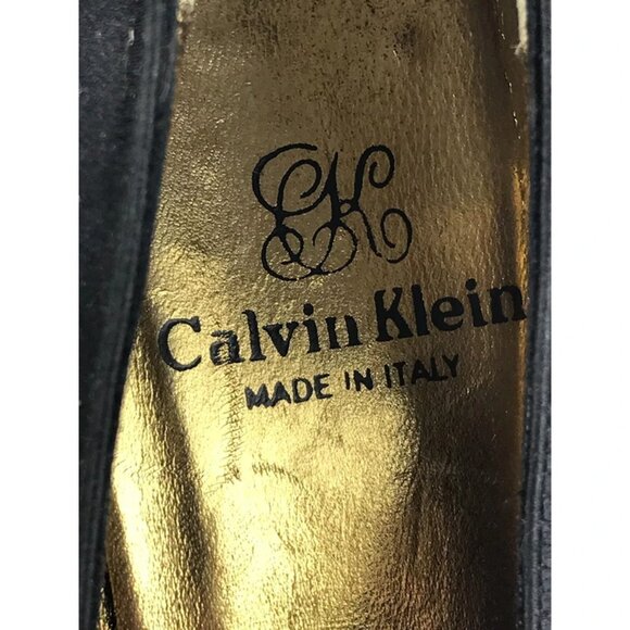 Calvin Klein Women Black Suede Pointed Toe Slip On Cone Pump Heels Size 7 M - Picture 8 of 9